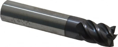 3/8", 1/2" LOC, 3/8" Shank Diam, 2" OAL, 5 Flute, Solid Carbide Square End Mill