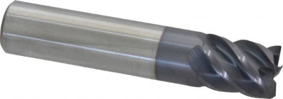 1/2", 5/8" LOC, 1/2" Shank Diam, 2-1/2" OAL, 5 Flute, Solid Carbide Square End Mill