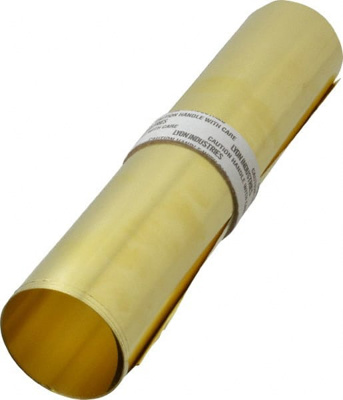 Shim Stock: 0.002'' Thick, 120'' Long, 12" Wide, 260 Alloy Brass
