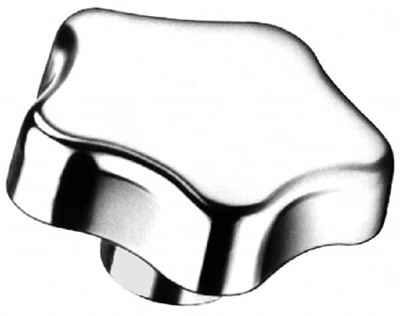 Lobed Knob: 50 mm Head Dia, 5 Points, Stainless Steel