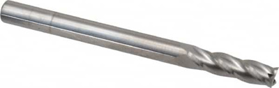 1/8", 7/16" LOC, 1/8" Shank Diam, 1-1/2" OAL, 4 Flute, Solid Carbide Square End Mill