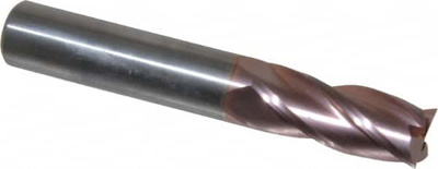 7/16", 1" LOC, 7/16" Shank Diam, 2-3/4" OAL, 4 Flute, Solid Carbide Square End Mill