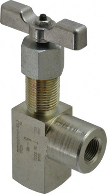 Needle Valve: Angled, 3/8" Pipe, NPT End, Alloy Body