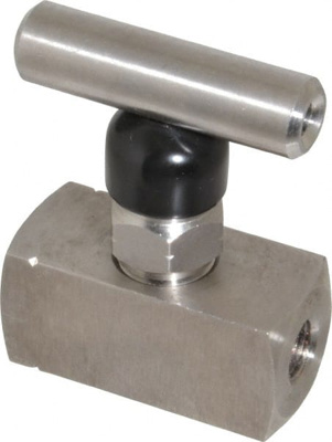 Needle Valve: T-Handle, Straight, 1/8" Pipe, NPT End, Stainless Steel Body