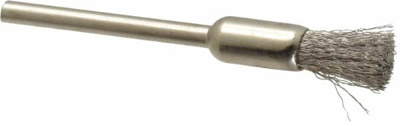 End Brushes: 1/4" Dia, Stainless Steel, Crimped Wire
