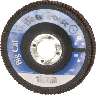 Flap Disc: 7/8" Hole, 120 Grit, Aluminum Oxide & Zirconia Alumina, Type 27