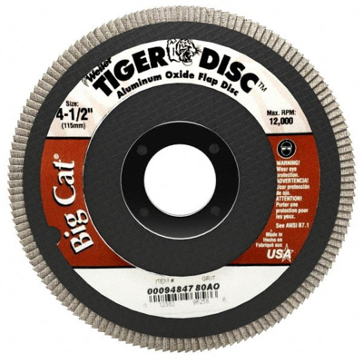 Flap Disc: 7/8" Hole, 80 Grit, Aluminum Oxide & Zirconia Alumina, Type 27