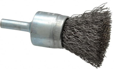 End Brushes: 3/4" Dia, Steel, Crimped Wire