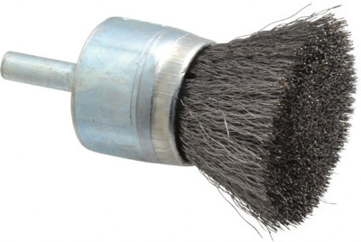 End Brushes: 1" Dia, Steel, Crimped Wire