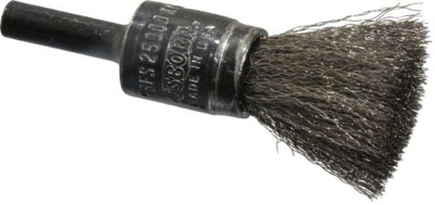 End Brushes: 1/2" Dia, Stainless Steel, Crimped Wire 25,000 Max RPM Abrasives Abrasive Brushes Power