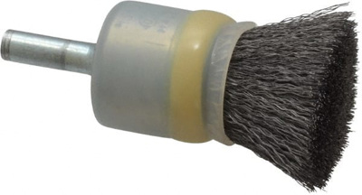 End Brushes: 3/4" Dia, Steel, Crimped Wire