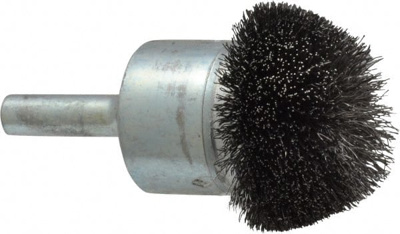 End Brushes: 1-1/4" Dia, Steel, Crimped Wire