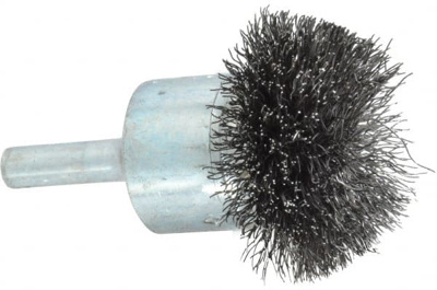End Brushes: 1-1/2" Dia, Steel, Crimped Wire