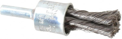 End Brushes: 1/2" Dia, Steel, Knotted Wire