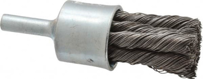 End Brushes: 3/4" Dia, Steel, Knotted Wire