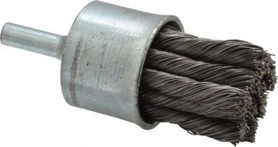 End Brushes: 1" Dia, Steel, Knotted Wire