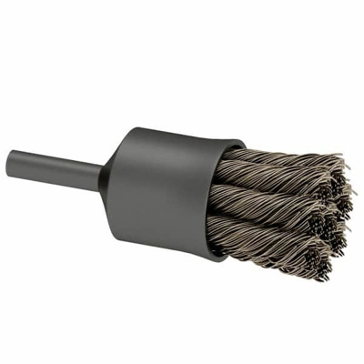 End Brushes: 1" Dia, Stainless Steel, Knotted Wire