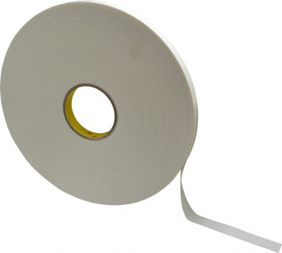 White Double-Sided Polyethylene Foam Tape: 3/4" Wide, 72 yd Long, 1/32" Thick, Rubber Adhesive