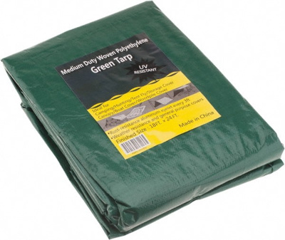 Tarp/Dust Cover: Green, Polyethylene, 24' Long x 18' Wide, 9 to 10 mil