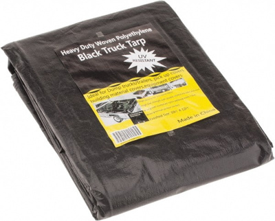 Tarp/Dust Cover: Black, Polyethylene, 12' Long x 10' Wide, 11 to 12 mil