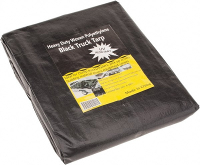 Tarp/Dust Cover: Black, Polyethylene, 16' Long x 12' Wide, 11 to 12 mil