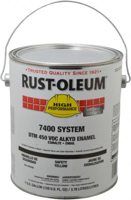 Industrial Enamel Paint: 10 gal, Gloss, Safety Yellow