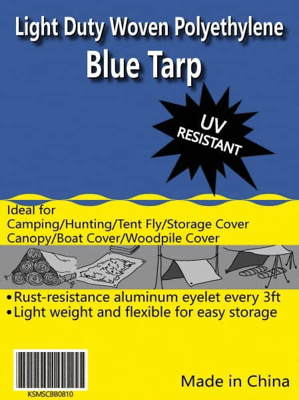 Tarp/Dust Cover: Blue, Rectangle, Polyethylene, 20' Long x 12' Wide