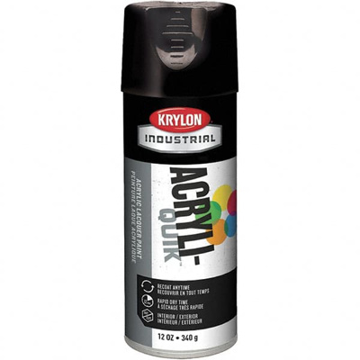 Lacquer Spray Paint: Black, Gloss, 16 oz