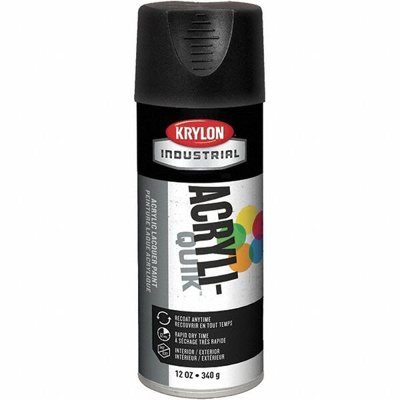 Lacquer Spray Paint: Black, Flat, 16 oz