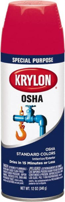 Enamel Spray Paint: OSHA Red, Gloss, 12 oz