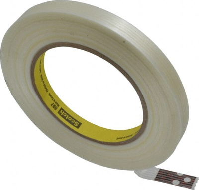 Packing Tape: 1/2" Wide, Clear, Rubber Adhesive