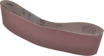 Abrasive Belt: 4" Wide, 36" Long, 80 Grit, Aluminum Oxide
