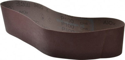 Abrasive Belt: 4" Wide, 36" Long, 100 Grit, Aluminum Oxide