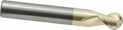 Ball End Mill: 0.375" Dia, 0.5" LOC, 2 Flute, Solid Carbide