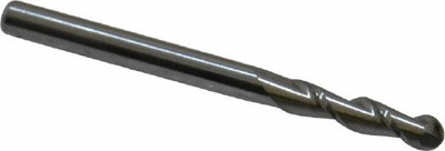 Ball End Mill: 0.1181" Dia, 0.4724" LOC, 2 Flute, Solid Carbide