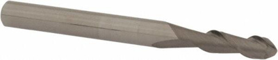 Ball End Mill: 0.1969" Dia, 0.6299" LOC, 2 Flute, Solid Carbide