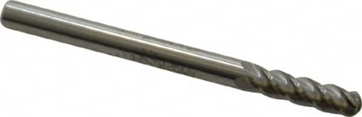 Ball End Mill: 0.1575" Dia, 0.5512" LOC, 4 Flute, Solid Carbide