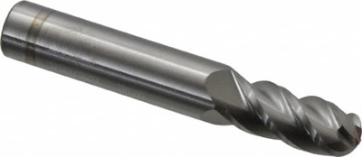 Ball End Mill: 0.4331" Dia, 0.9843" LOC, 4 Flute, Solid Carbide