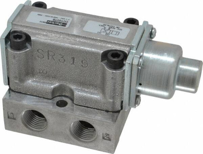 Mechanically Operated Valve: 4-Way & 2-Position, Air Pilot Actuator, 3/8" Inlet, 2 Position