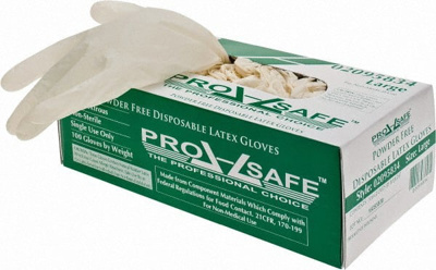 Disposable Gloves: Size Large, 5 mil, Latex