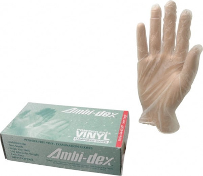 Disposable Gloves: Size Large, 5 mil, Synthetic Polymer-Coated, Vinyl