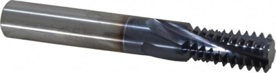 Helical Flute Thread Mill: 3/4-10, Internal, 4 Flute, 1/2" Shank Dia, Solid Carbide