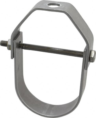 Adjustable Clevis Hanger: 2" Pipe, 3/8" Rod, Carbon Steel, Plain Finish