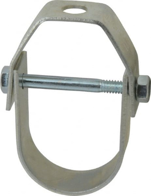 Adjustable Clevis Hanger: 1-1/4" Pipe, 3/8" Rod, Carbon Steel, Electro-Galvanized Finish