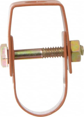 Adjustable Clevis Hanger: 3/4" Pipe, 3/8" Rod, Carbon Steel, Copper-Plated