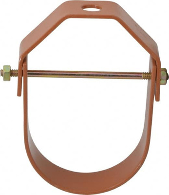 Adjustable Clevis Hanger: 3" Pipe, 1/2" Rod, Carbon Steel, Copper-Plated