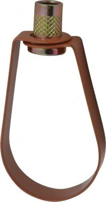Emlok Swivel Ring Hanger: 1-1/2" Pipe, 3/8" Rod, Carbon Steel, Copper-Plated