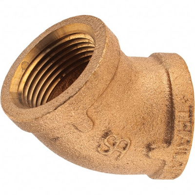 Brass Pipe 45 &deg; Elbow: 1" Fitting, Threaded, FNPT x FNPT, Class 125