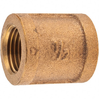 Brass Pipe Coupling: 1/2" Fitting, Threaded, FNPT x FNPT, Class 125