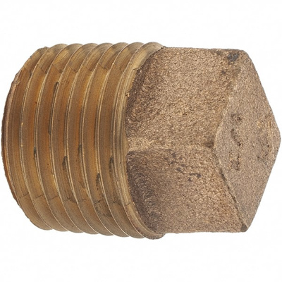 Brass Pipe Square Head Plug: 1/2" Fitting, Threaded, MNPT x FNPT, Class 125